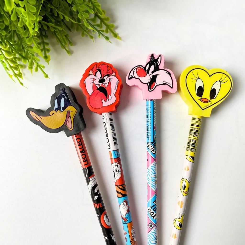 Lápis Grafite Resina HB com Borracha Looney Tunes