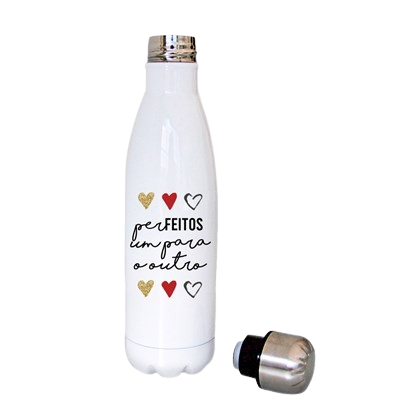 SQUEEZE GARRAFA TÉRMICA INOX BRANCA 450ML