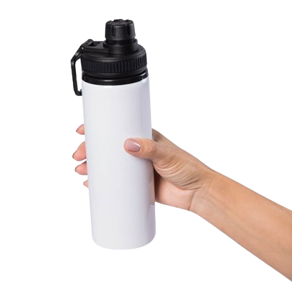 SQUEEZE GARRAFA PARA SUBLIMAÇÃO DE ALUMÍNIO BRANCA COM TAMPA EMBORRACHADA 750ML