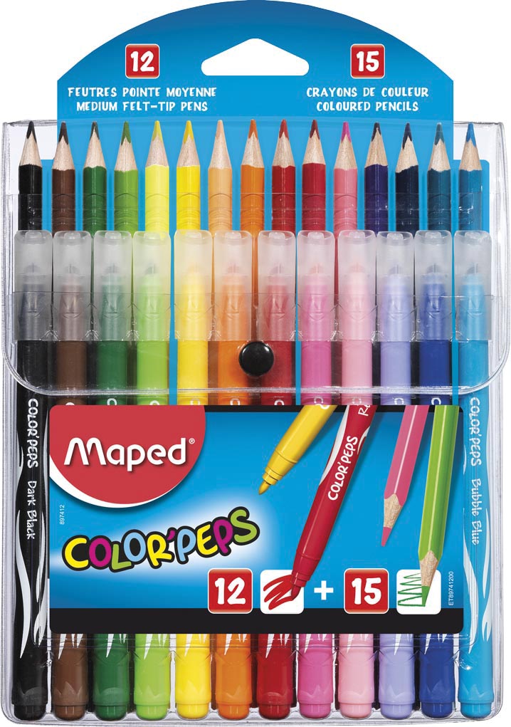 KIT COLOR PEPS CANETINHAS GIZ DE CERA LÁPIS DE COR MAPED