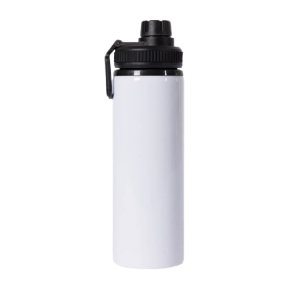 SQUEEZE GARRAFA PARA SUBLIMAÇÃO DE ALUMÍNIO BRANCA COM TAMPA EMBORRACHADA 750ML