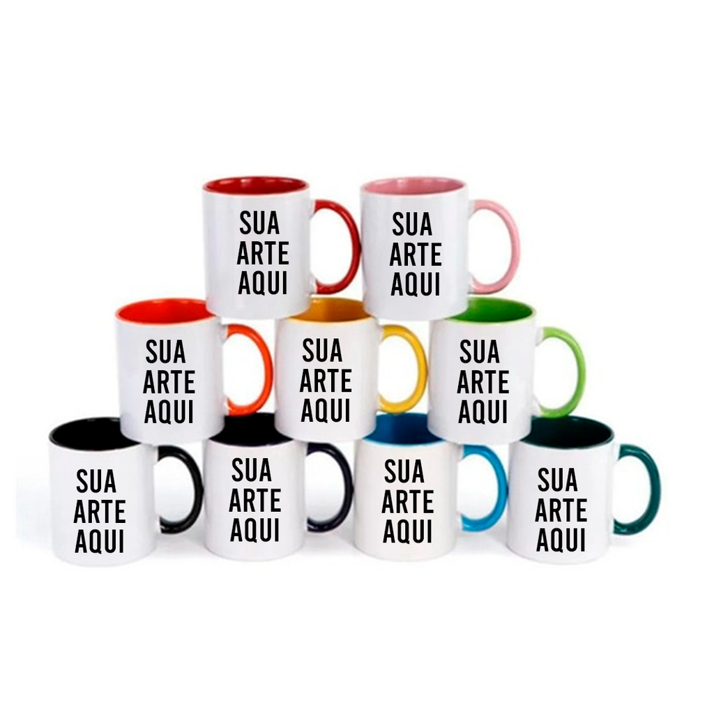 CANECA PERSONALIZADA - ALÇA E INTERIOR DE COR