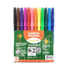 Caneta hidrográfica 12 cores leo & leo