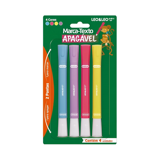 MARCA TEXTO APAGÁVEL BLISTER C/4 UND - JOCAR OFFICE