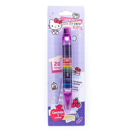 GIZ DE CERA TROCA PONTA 20 CORES HELLO KITTY LEO E LEO