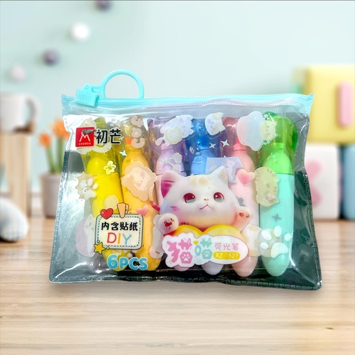 Mini Marca Texto Fofo DIY Divertido Com 6 CORES